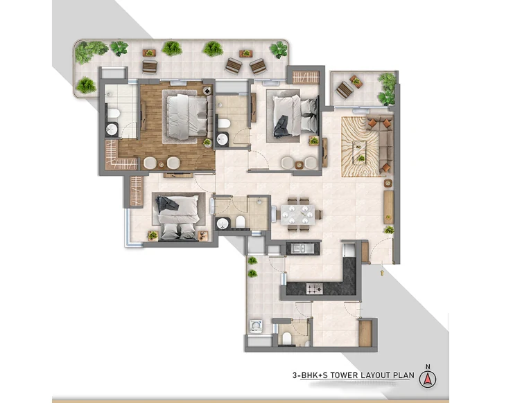 Crown 3 BHK Plan